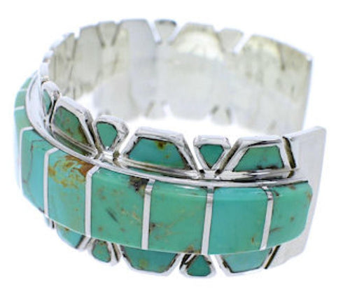 Southwest Genuine Sterling Silver Turquoise Cuff Bracelet EX27708