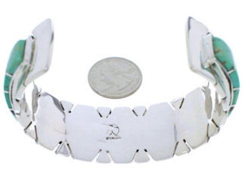 Southwest Genuine Sterling Silver Turquoise Cuff Bracelet EX27708