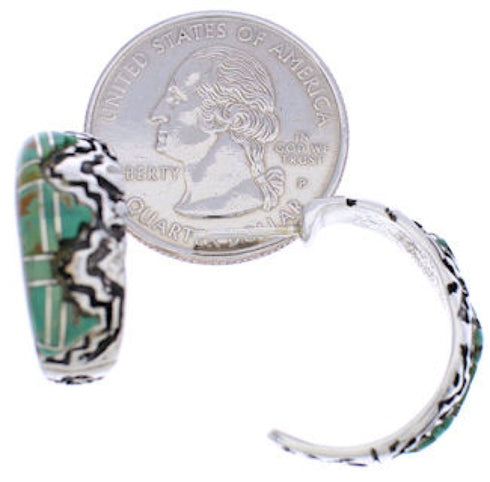 Turquoise Inlay Sterling Silver Southwest Earrings FX30953