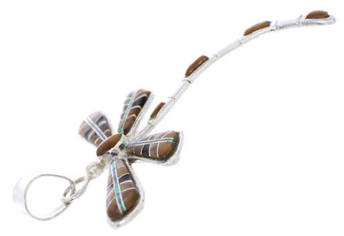 Tiger Eye Multicolor Dragonfly Sterling Silver Jewelry Pendant MX24060
