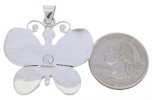 Southwest Butterfly Flower Turquoise Silver Pendant MX24080