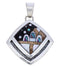 Silver Native American Village Design Multicolor Pendant MX21962