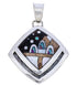 Silver Native American Village Design Multicolor Pendant MX21962