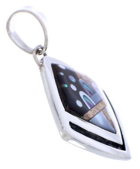 Silver Native American Village Design Multicolor Pendant MX21962