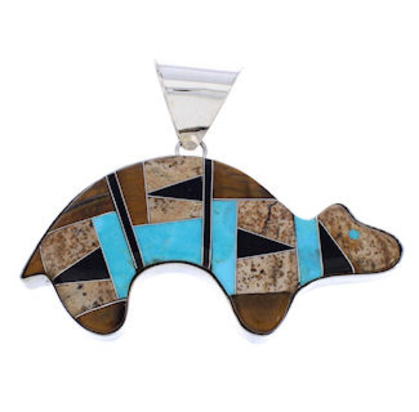 Southwest Bear Multicolor Sterling Silver Pendant MX22011