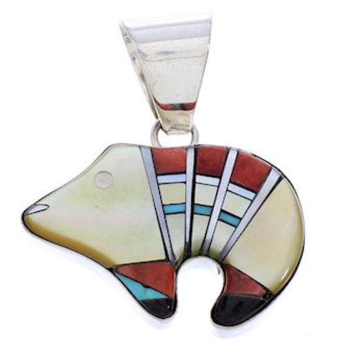 Bear Jewelry Multicolor Inlay Sterling Silver Pendant MX22033