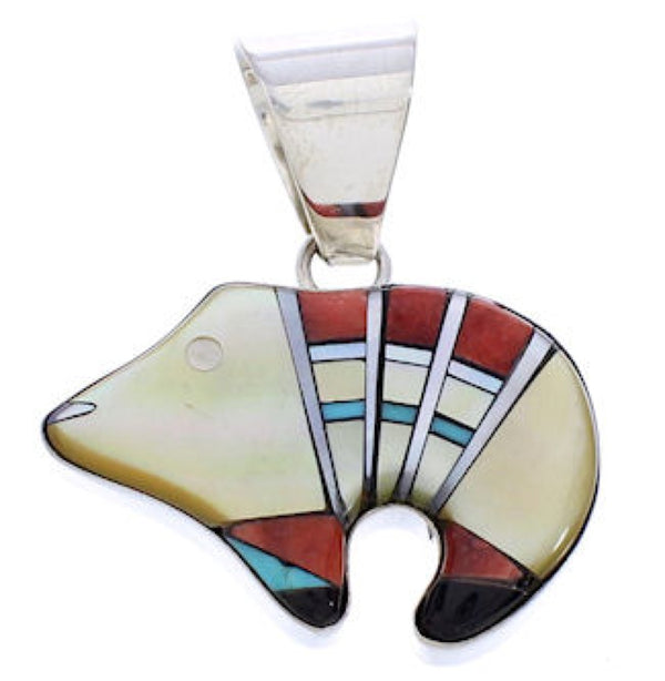 Bear Jewelry Multicolor Inlay Sterling Silver Pendant MX22033