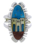 Multicolor Native American Pueblo Design Ring Size 7-3/4 UX38430