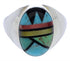 Sterling Silver Multicolor Southwestern Inlay Ring Size 12-1/2 UX39259