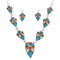 Sterling Silver Multicolor Inlay Link Necklace Set Jewelry PX36853