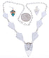 Sterling Silver Multicolor Inlay Link Necklace Set Jewelry PX36853
