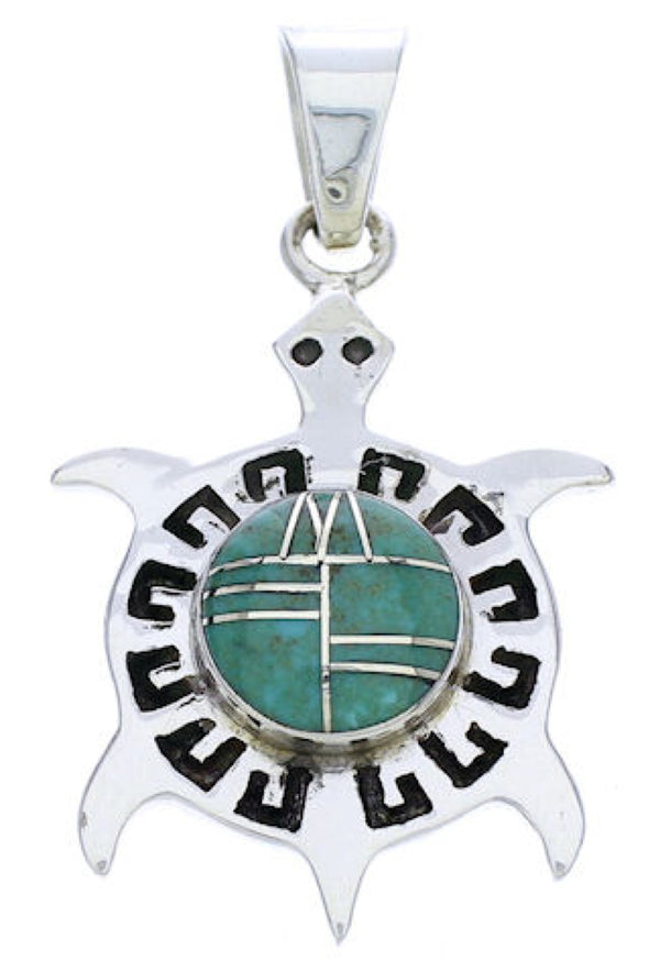 Southwest Turquoise Inlay Turtle Pendant Jewelry EX28631