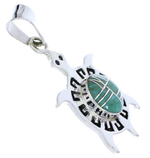 Southwest Turquoise Inlay Turtle Pendant Jewelry EX28631