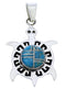 Genuine Sterling Silver Turquoise Southwest Turtle Pendant EX28650