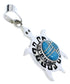 Genuine Sterling Silver Turquoise Southwest Turtle Pendant EX28650
