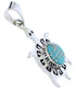 Sterling Silver Turquoise Inlay Turtle Pendant Jewelry EX28653