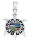 Multicolor Inlay Southwest Sterling Silver Turtle Pendant EX28657