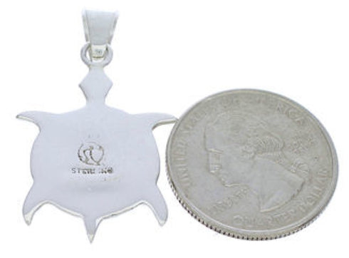 Multicolor Inlay Southwest Sterling Silver Turtle Pendant EX28657