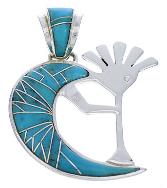 Southwest Sterling Sterling Silver Turquoise Kokopelli Pendant EX28671