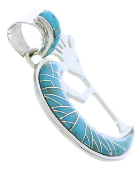 Turquoise Inlay Kokopelli Jewelry Sterling Silver Pendant EX28678