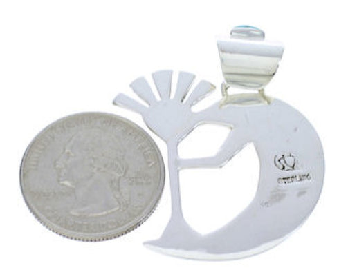 Turquoise Inlay Kokopelli Jewelry Sterling Silver Pendant EX28678