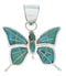 Southwest Butterfly Turquoise Inlay Sterling Silver Pendant EX28687