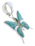 Southwest Butterfly Turquoise Inlay Sterling Silver Pendant EX28687