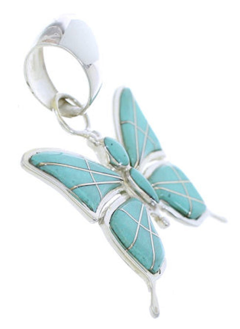 Sterling Silver Turquoise Southwest Butterfly Slide Pendant EX28689