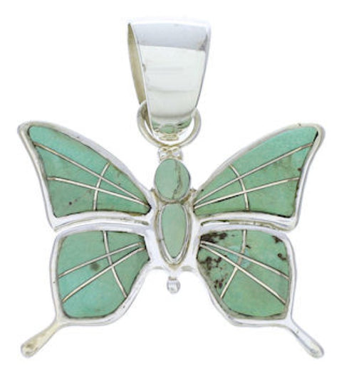 Genuine Sterling Silver Turquoise Inlay Butterfly Pendant EX28691