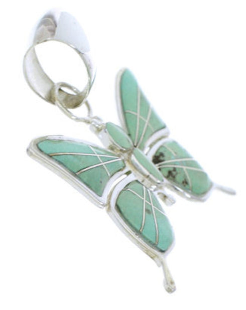 Genuine Sterling Silver Turquoise Inlay Butterfly Pendant EX28691
