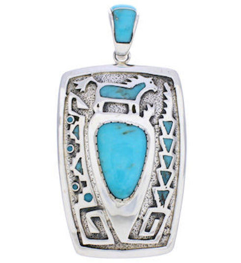 Turquoise Inlay Water Wave Horse Pendant Jewelry AX23617