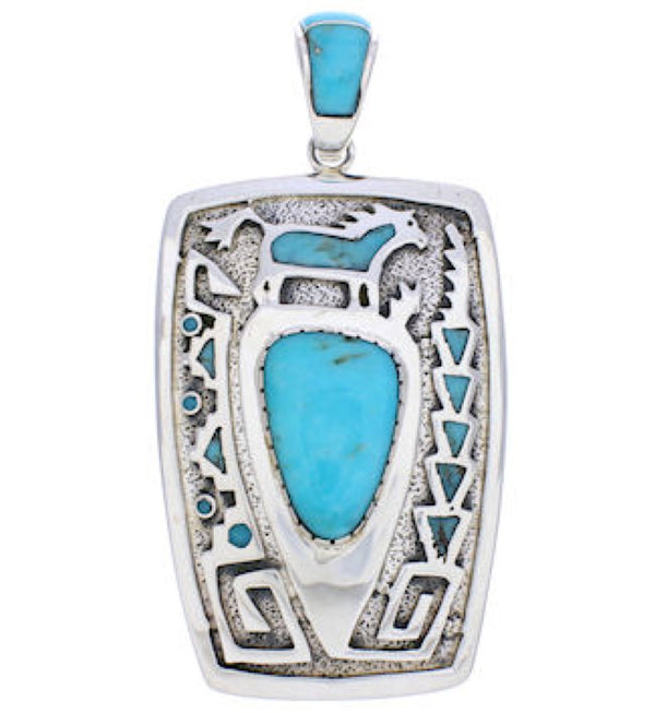 Turquoise Inlay Water Wave Horse Pendant Jewelry AX23617