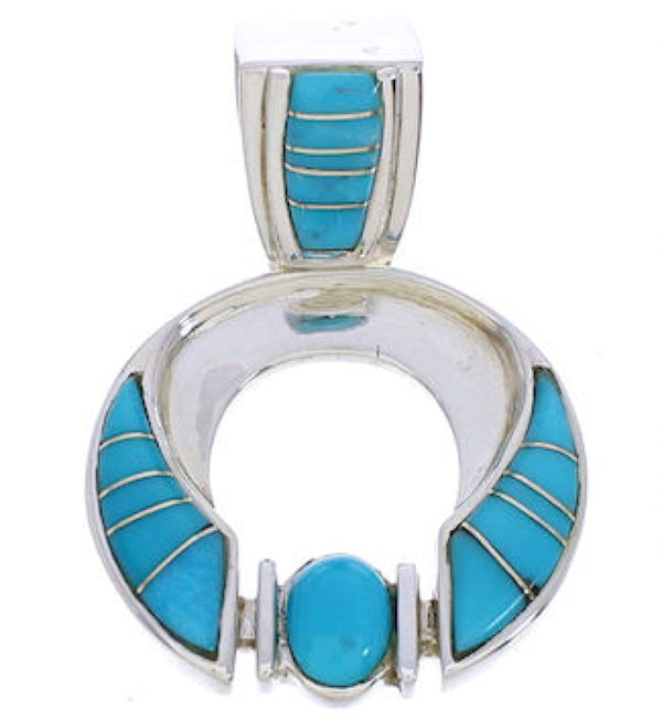 Sterling Silver And Turquoise Inlay Jewelry Slide Pendant EX28460