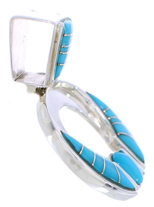 Sterling Silver And Turquoise Inlay Jewelry Slide Pendant EX28460