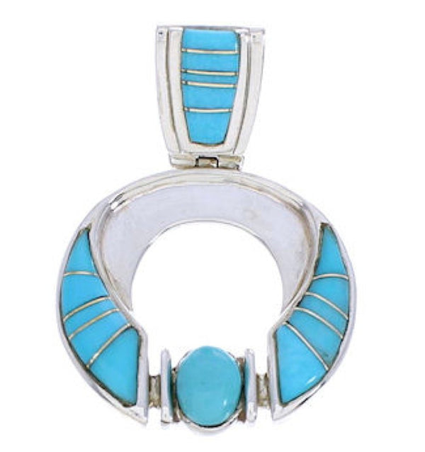 Turquoise Inlay Southwest Jewelry Silver Slide Pendant EX28461