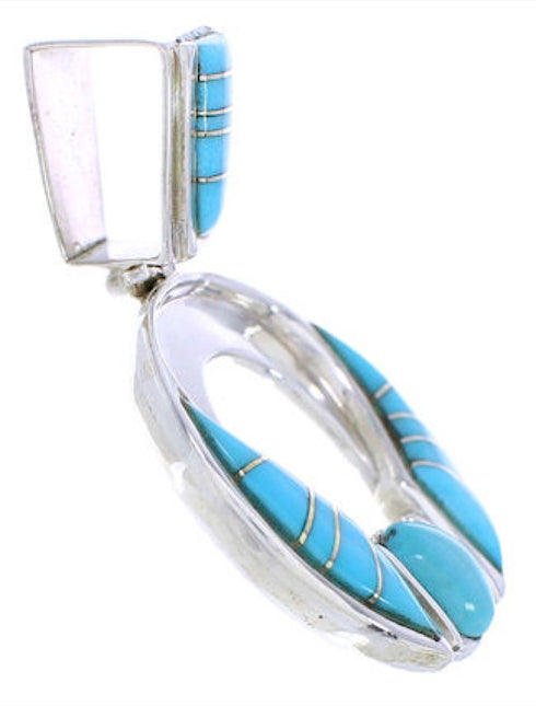 Turquoise Inlay Southwest Jewelry Silver Slide Pendant EX28461