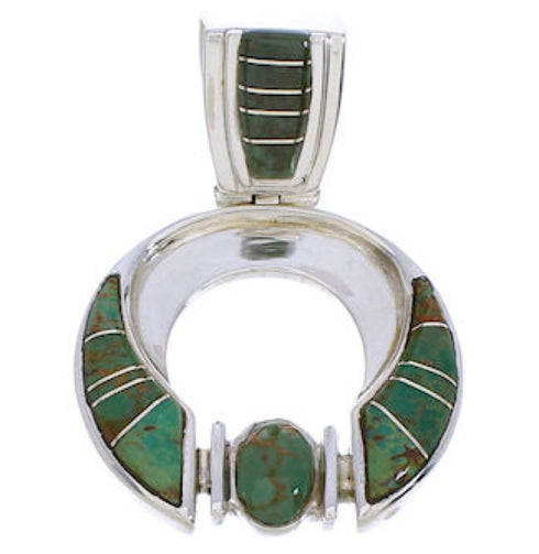 Sterling Silver And Turquoise Inlay Slide Pendant EX28464