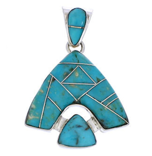 Southwestern Turquoise Sterling Silver Reversible Pendant EX28479