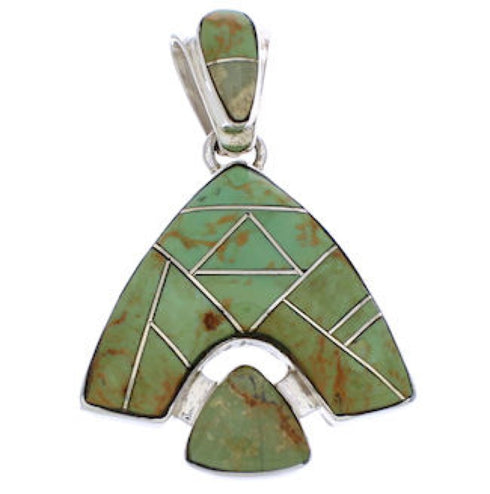 Southwest Turquoise Inlay Sterling Silver Reversible Pendant EX28485