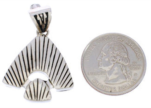 Southwest Turquoise Inlay Sterling Silver Reversible Pendant EX28485