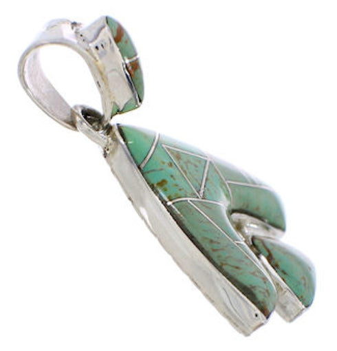 Turquoise Inlay Genuine Sterling Silver Reversible Pendant EX28486