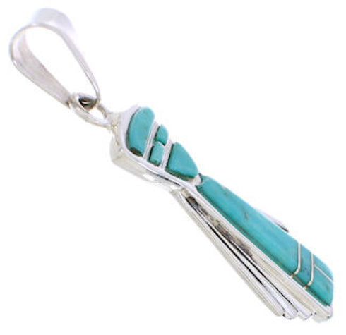 Sterling Silver Southwest Jewelry Turquoise Inlay Pendant EX28526