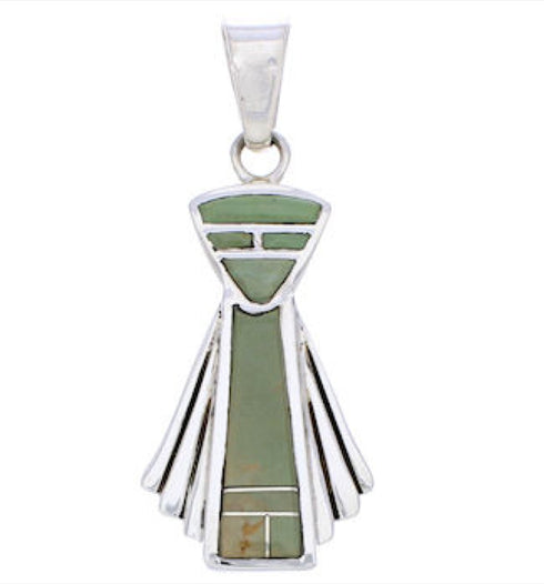 Southwest Turquoise Inlay Sterling Silver Slide Pendant EX28530