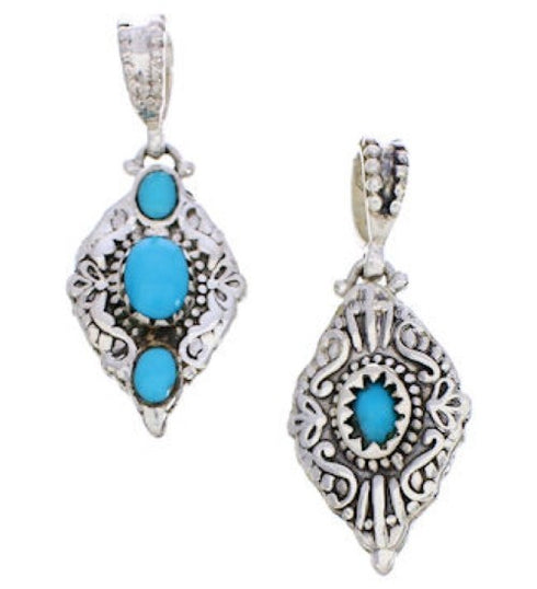 Turquoise Authentic Sterling Silver Reversible Pendant
