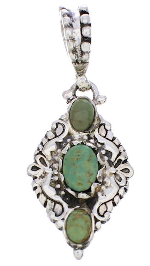 Southwest Turquoise Sterling Silver Reversible Pendant Jewelry EX28575