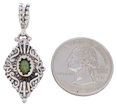 Southwest Turquoise Sterling Silver Reversible Pendant Jewelry EX28575
