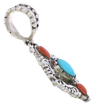 Coral And Turquoise Southwest Reversible Slide Pendant Jewelry EX28578