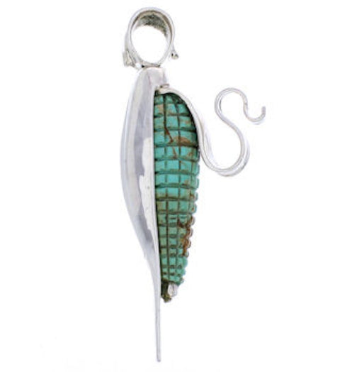 Corn Jewelry Turquoise Silver Reversible Pendant MW77548