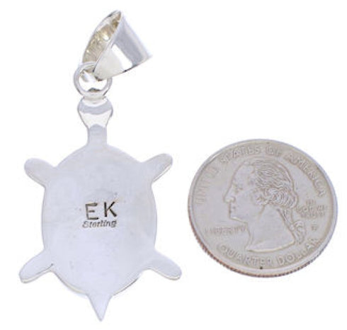 Silver Native American Design Multicolor Turtle Pendant MW77640