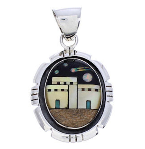 Multicolor Sterling Silver Native American Design Pendant MW77646